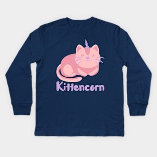 Kittencorn - Kitty Cat Unicorn Magical Mythical Creature Kids Long Sleeve T-Shirt